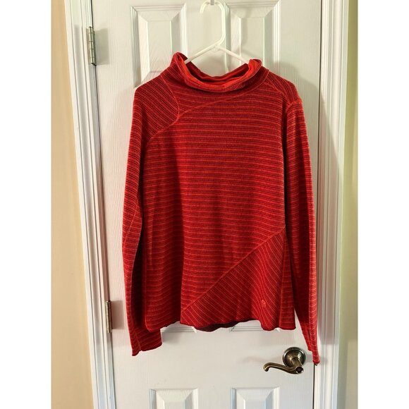 Mountain Hard Wear Womens Mock Neck Sweater Rust Orange Striped - Picture 1 of 2